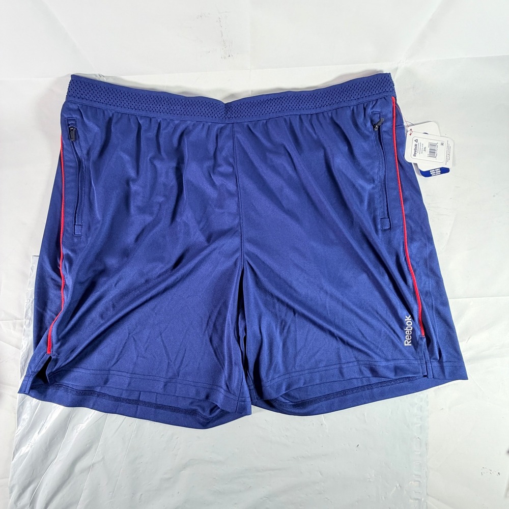 Reebok Mens Defender Medieval Blue Size 2XL 7in Inseam Zipper Pockets NWT